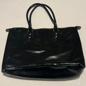 LARGE Black Fux Leather Bag